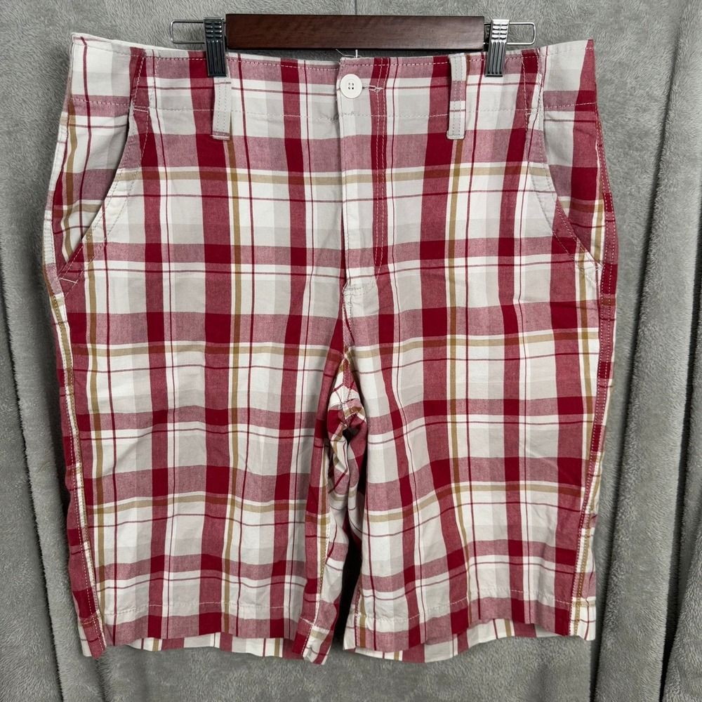 Urban Pipeline Mens Plaid Shorts Casual 100% Cotton Size 36 Red White